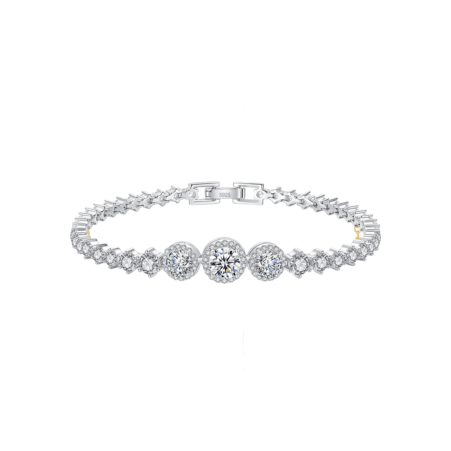 "Always Brilliant" Sterling Silver Halo Setting Classic Round CZ Tennis Bracelet For Her