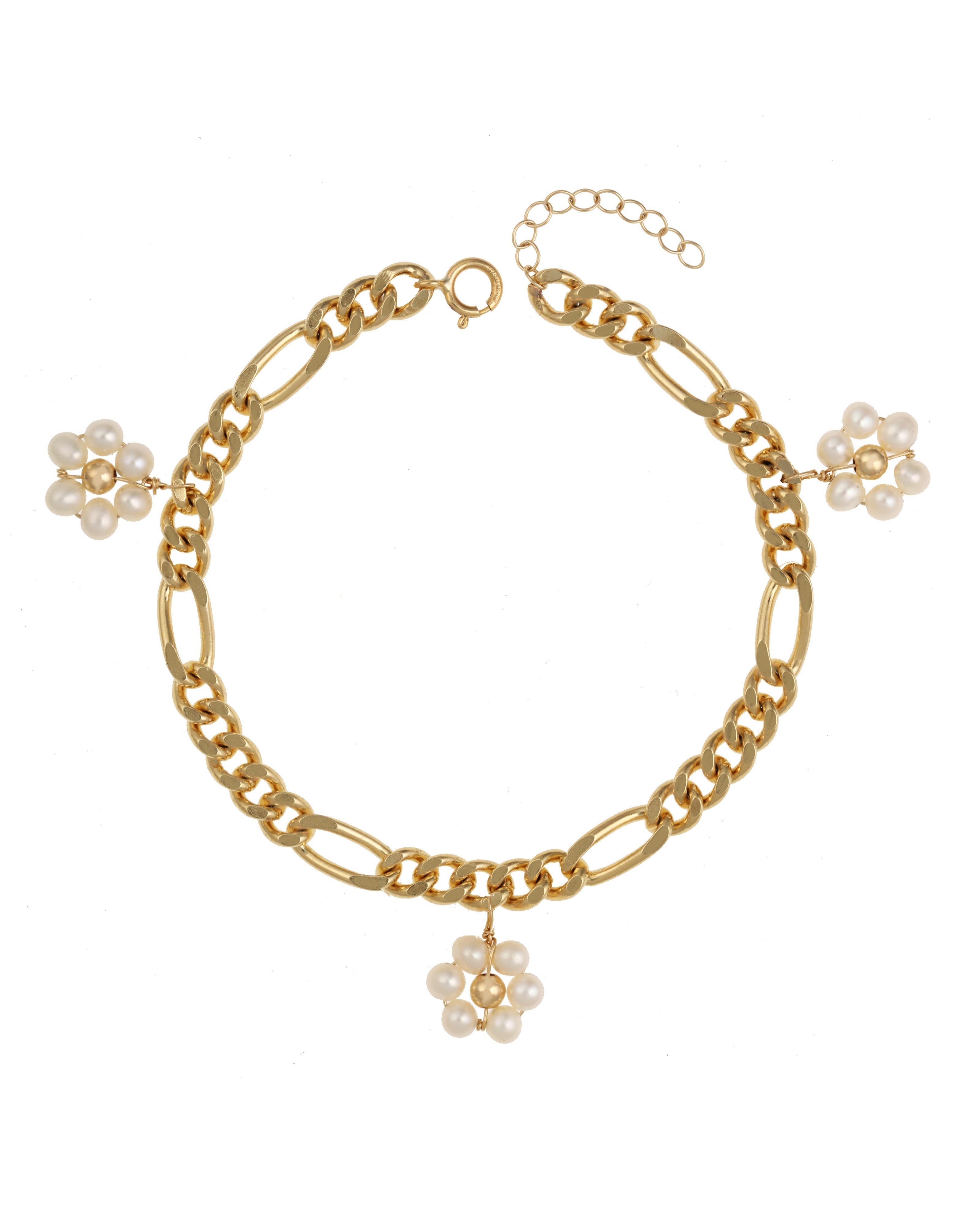 Celestine Bracelet | Gemstone: Freshwater Pearl | Length: Adjustable 7 - 8 inches | Metal Color: Gold