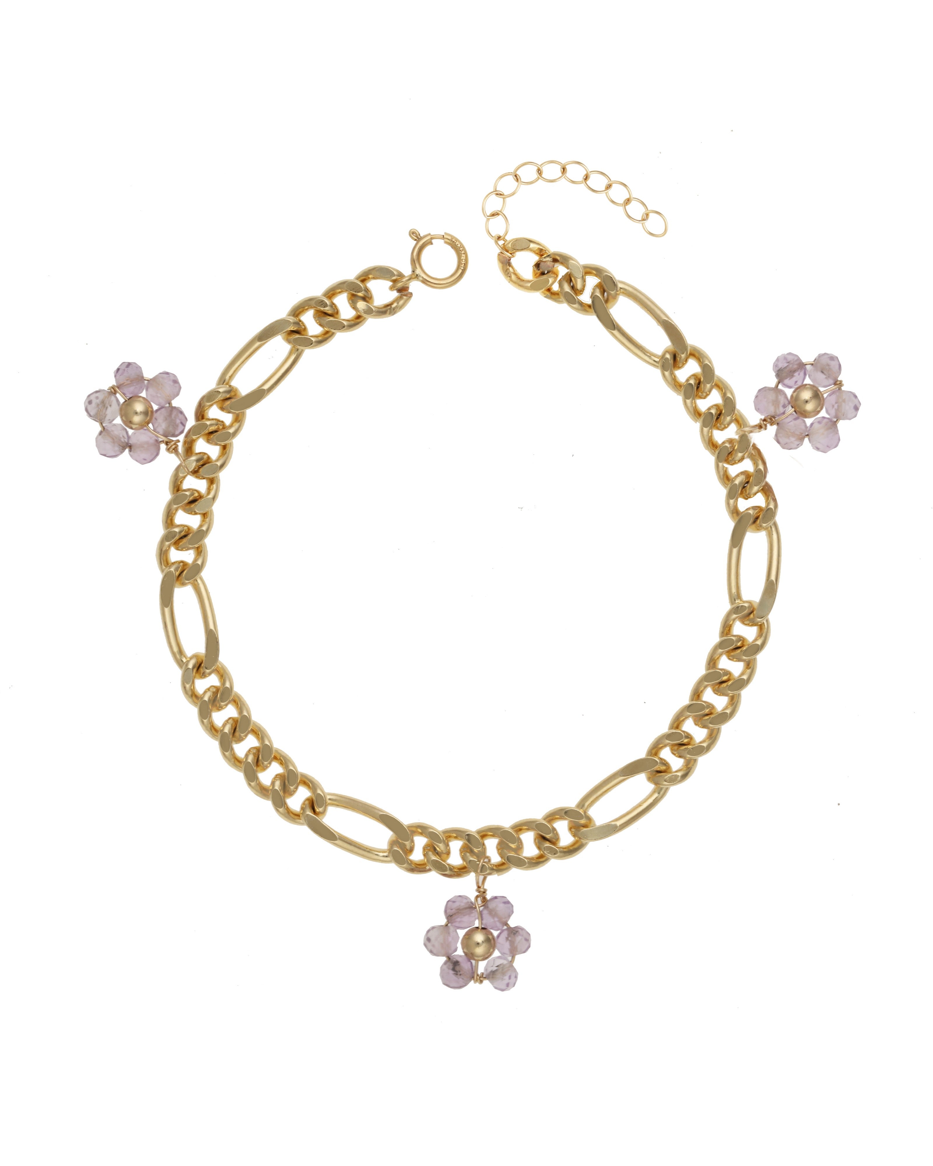 Celestine Bracelet | Gemstone: Amethyst | Length: Adjustable 7 - 8 inches | Metal Color: Gold