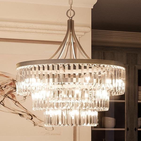 UHP2465 Crystal Crystal Chandelier, 29-1/4"H x 28"W, Antique Silver Finish, Lille Collection