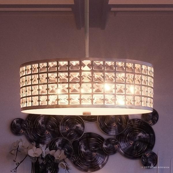 UQL2463 Crystal Chandelier, 8"H x 21.75"W, Antique Gold Finish, Beverly Hills Collection