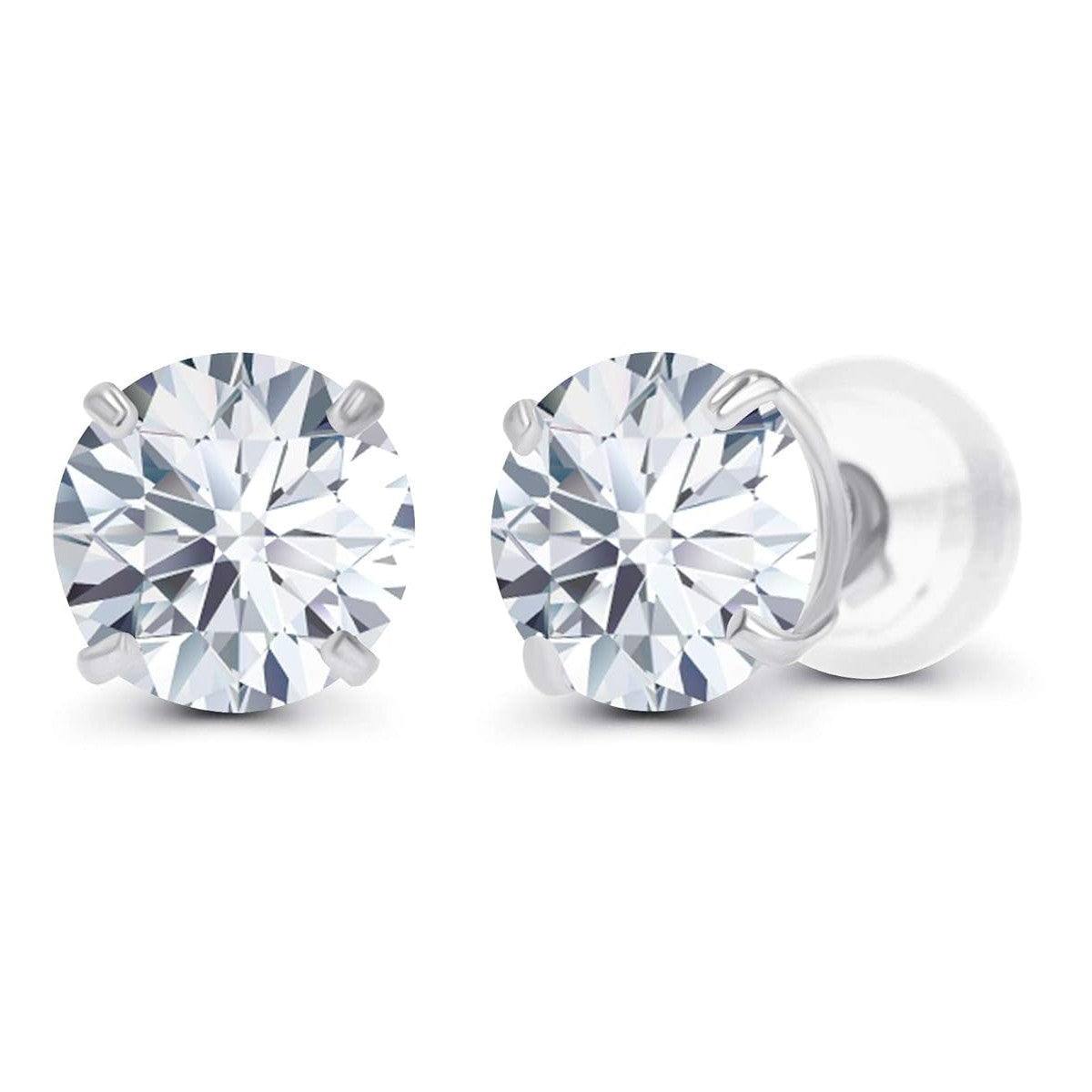 2.50 CTW AGI Certified Lab-Grown Diamond Stud Earrings in 14K White Gold – G Color, VS Clarity