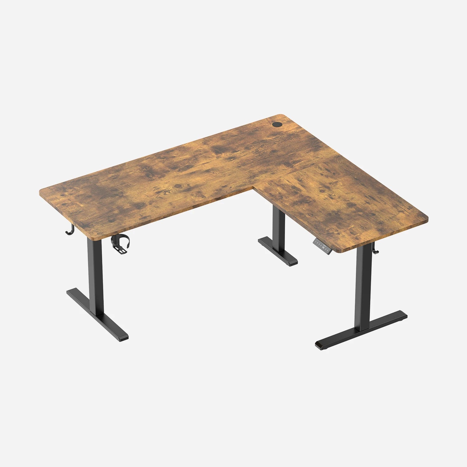Pro L Shaped Standing Desk - Rustic Brown / 55"