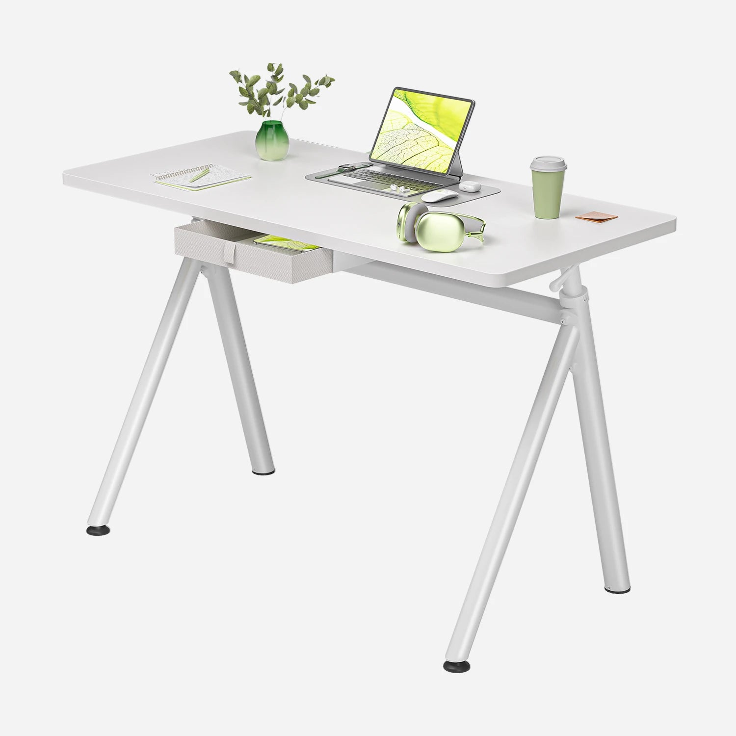 Pro 4-Leg Pneumatic Standing Desk - White / 40"