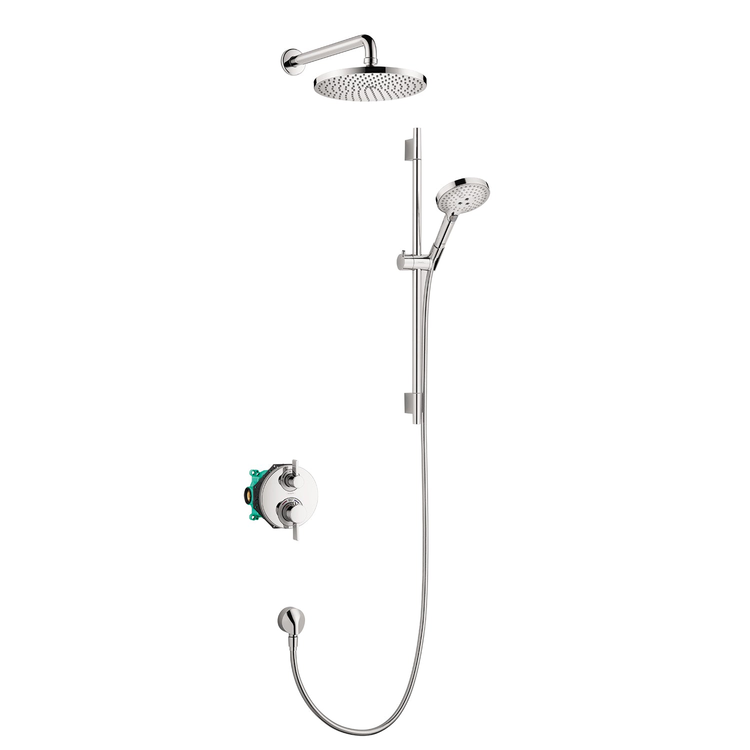 hansgrohe Raindance S Thermostatic Showerhead/Wallbar Set with Rough, 2.5 GPM